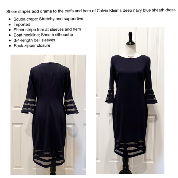 New Midnight Blue Sheath Dress - Knee Length - Deep Navy - Classic - Elegant - Picture 7 of 11
